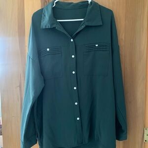 Source Unknown Dark Green Blouse